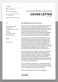 Goldman Sachs Cover Letter Example Writing Help