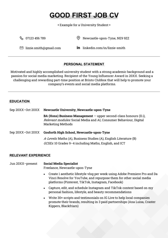 3 Great CV Examples for Your First Job