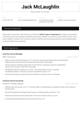 simple and basic CV template with a centered black header and a rectangular border, colourful blocked section headings, page 1