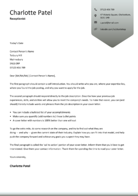 The Hebrides photo cover letter template in black.
