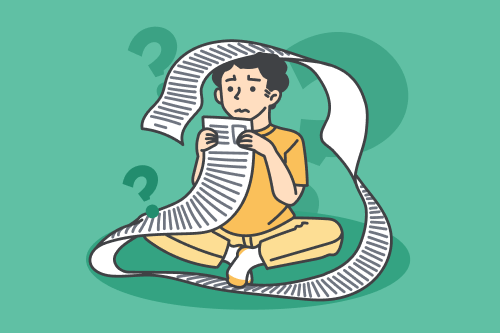 A worried job applicant looks at a lengthy CV and wonders how long a CV should be