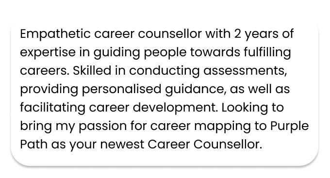 An example of how to start a CV for a counsellor role using simple black, sans-serif text on a white background.