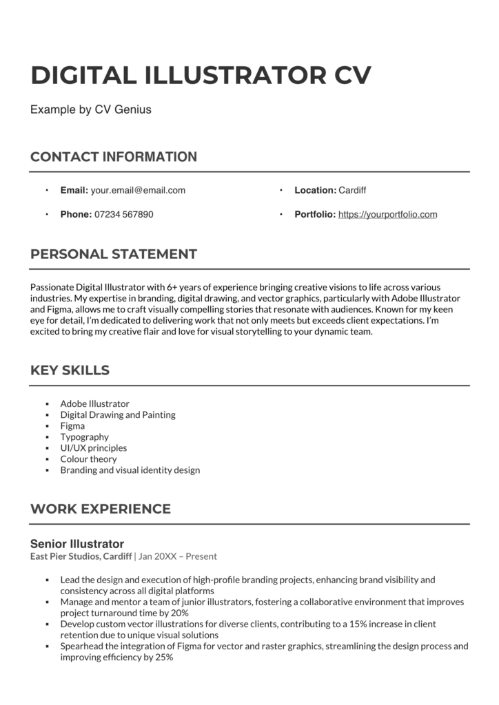Illustrator CV Example Writing Tips Illustrator CV Example Writing Tips