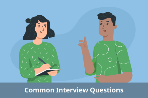 An example image showing a job applicant being asked and answering interview questions
