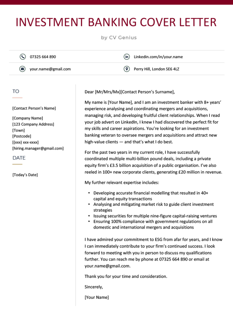 cover letter examples investment banking