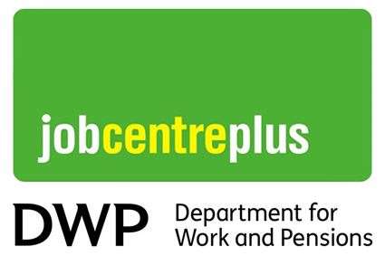 The logo for Jobcentre Plus, with the Department for Work and Pensions logo along the bottom.