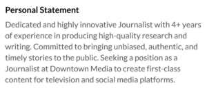 personal statement media and journalism