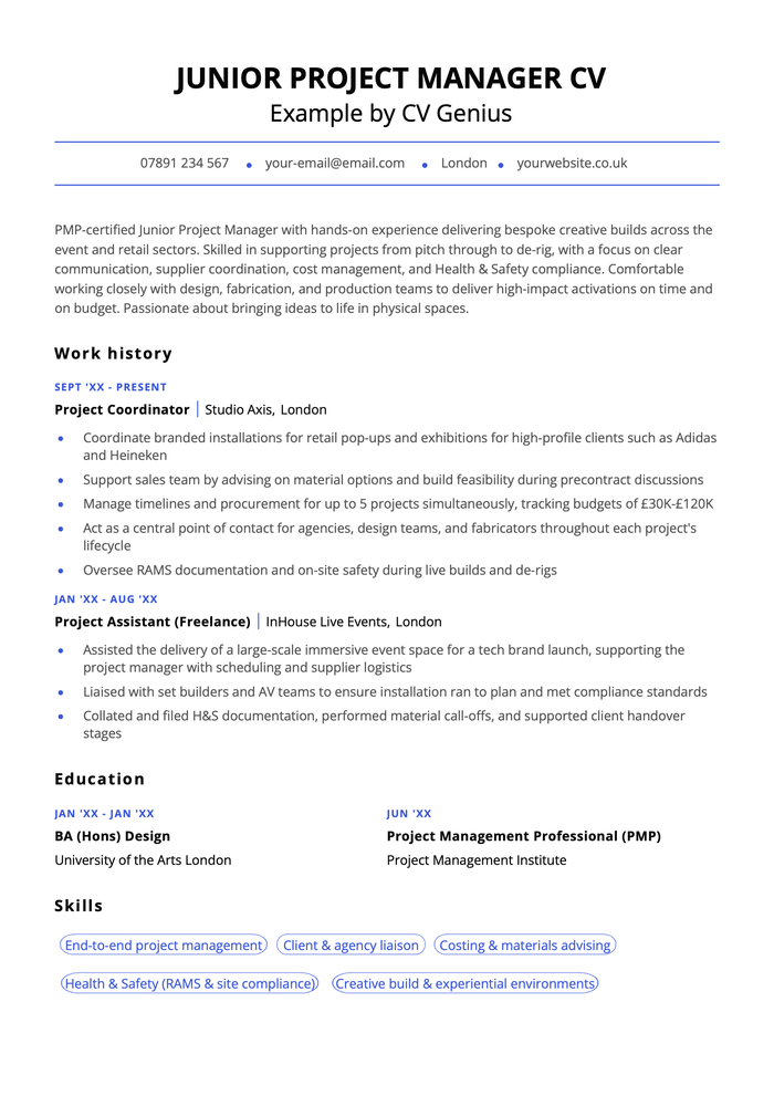 16 Project Manager CV Examples & Free Template for 2026
