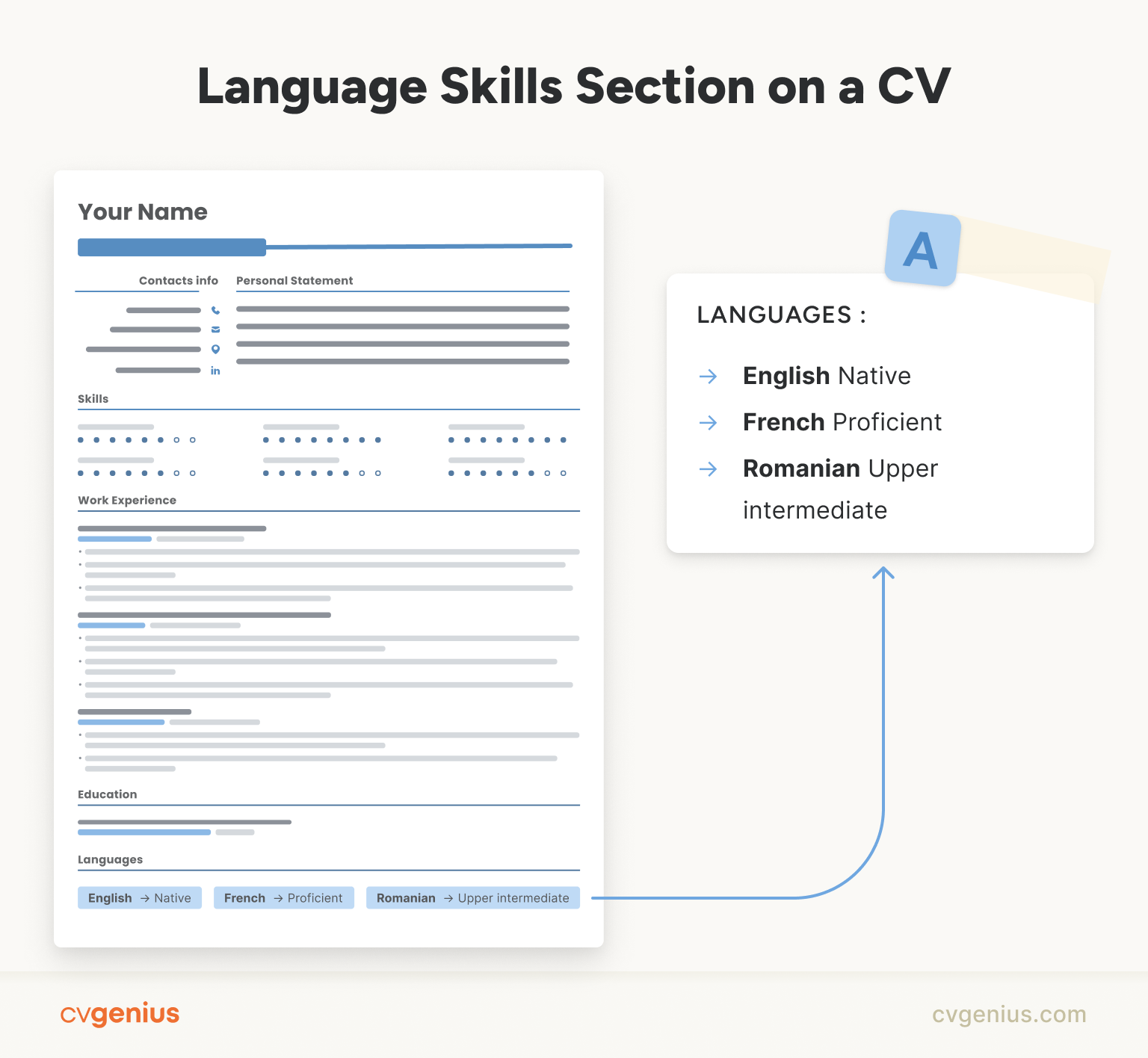 The language skills section of a CV.