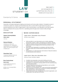 Law Student CV Example UK Template Free Download 