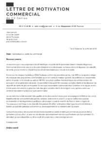 Lettre De Motivation Commercial - Exemple