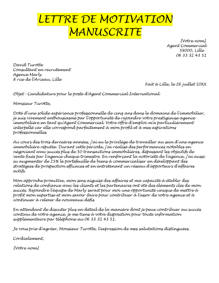 La Lettre De Motivation Manuscrite Mod le Et Conseils La Lettre De Motivation Manuscrite Mod le Et Conseils
