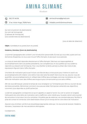 Modèle Lettre de Motivation Luxembourg Bleu