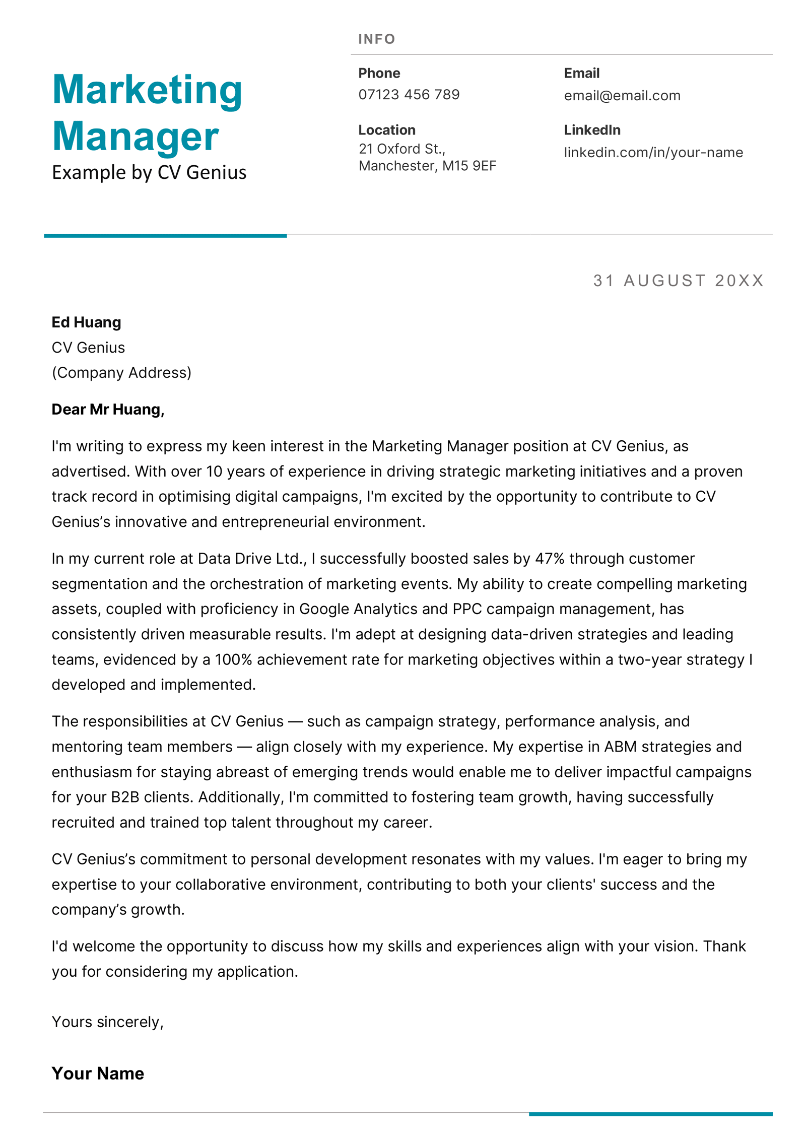 Marketing Manager Cover Letter Example Writing Tips For 2025 Marketing Manager Cover Letter Example Tyneside Free Download