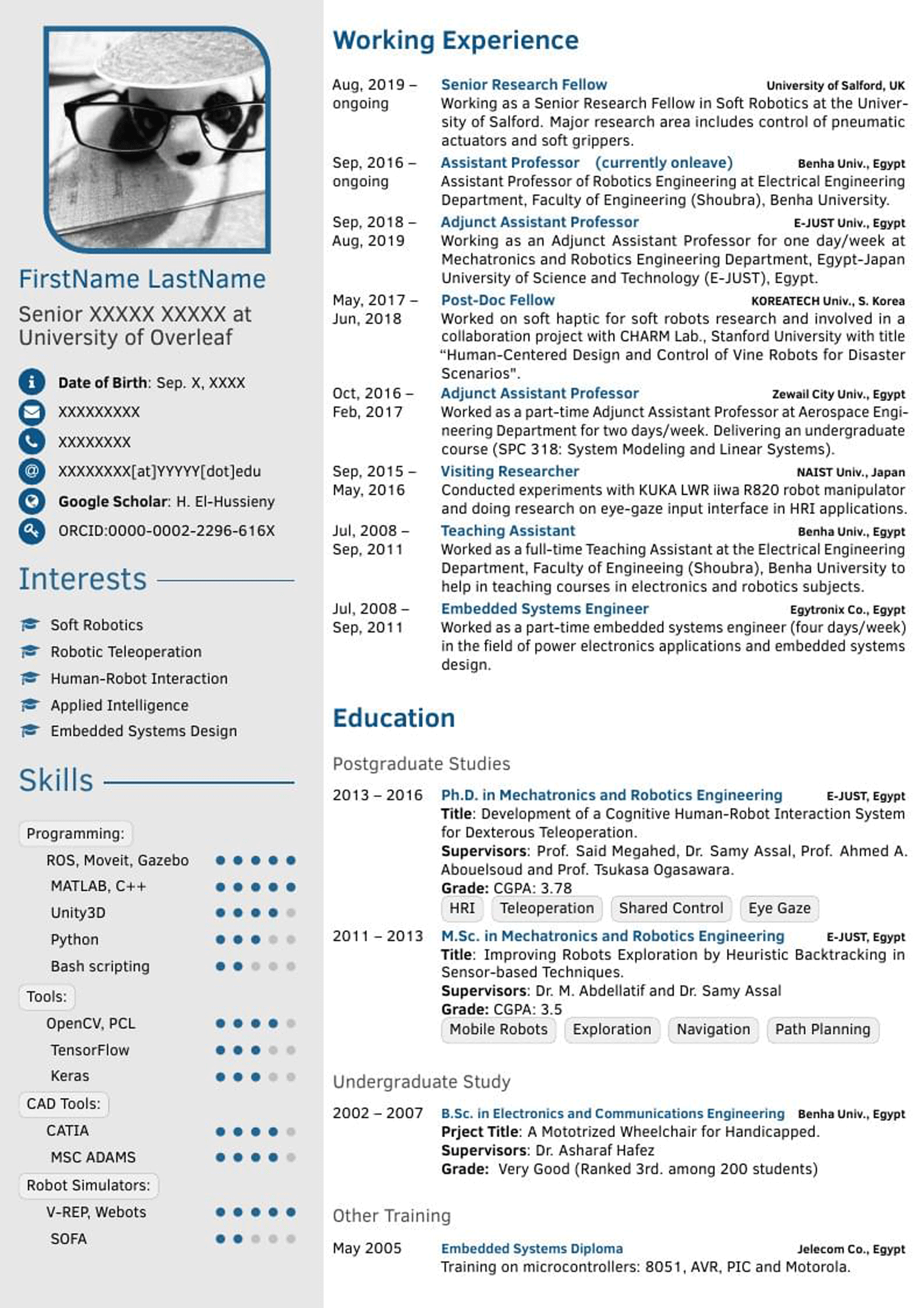 le modèle de CV LaTeX Modern Academic CV