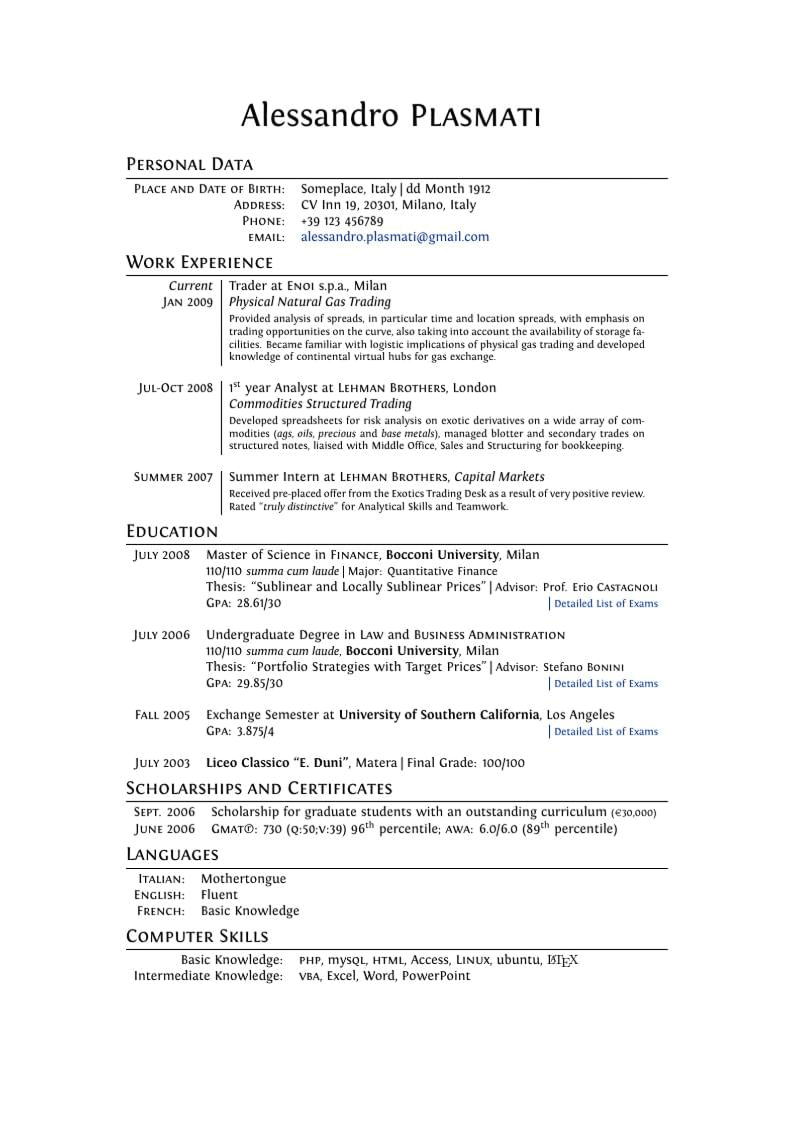 le modèle de CV LaTeX Professional CV