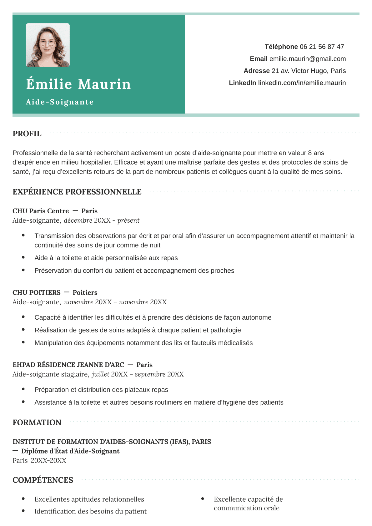 Le modèle de CV Word « Madrid » en vert