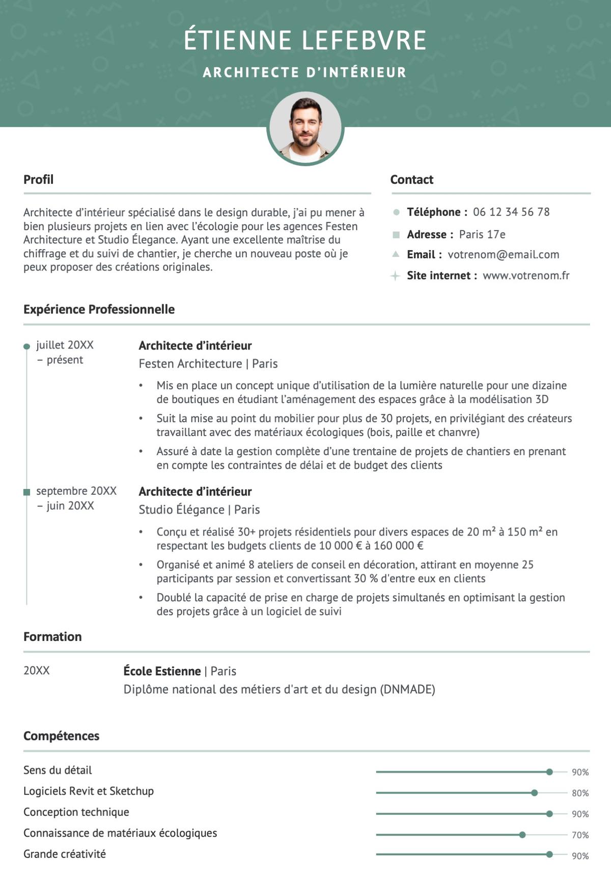 le modèle CV Powerpoint Chamonix en menthe