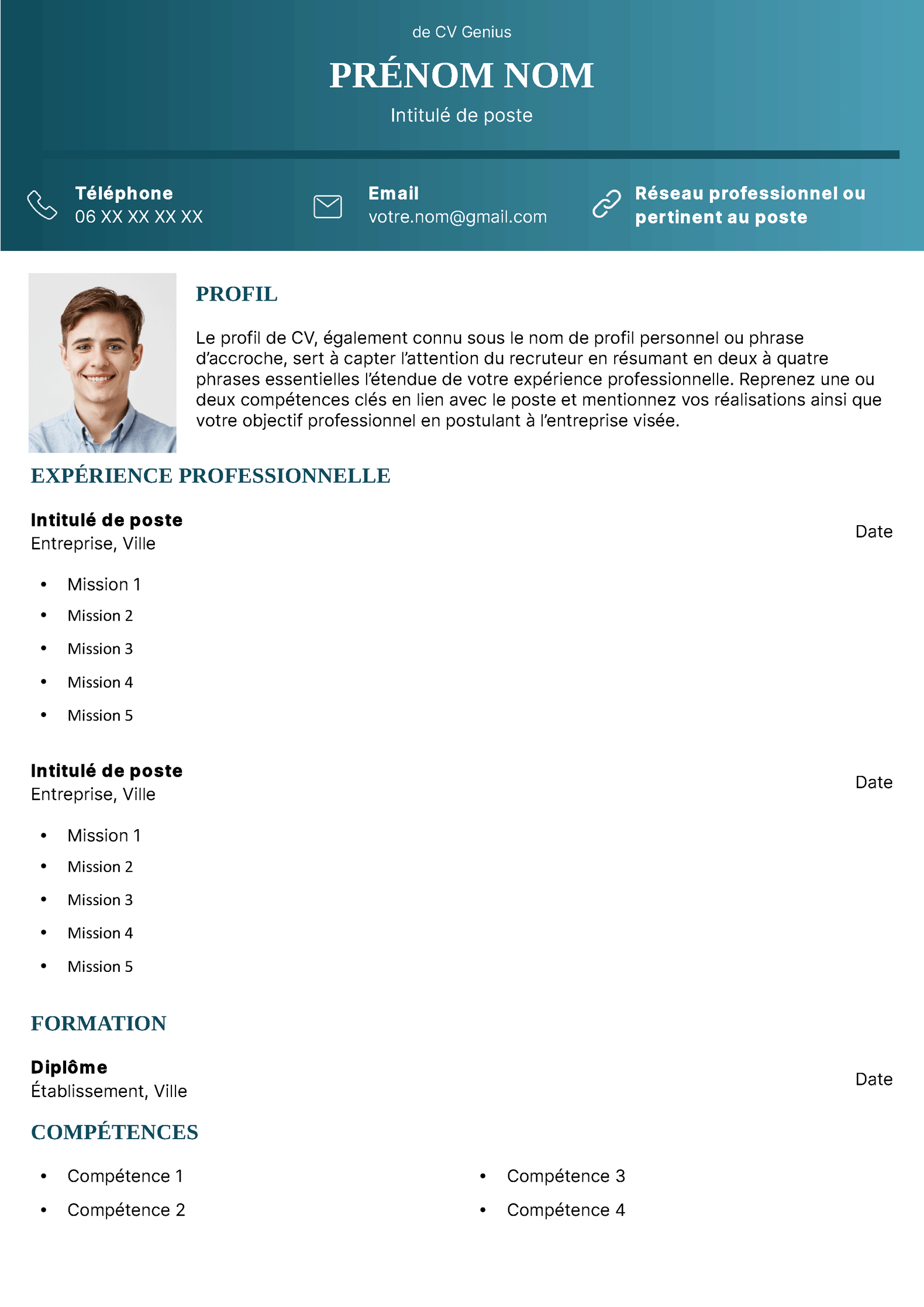 un modèle CV vierge LibreOffice