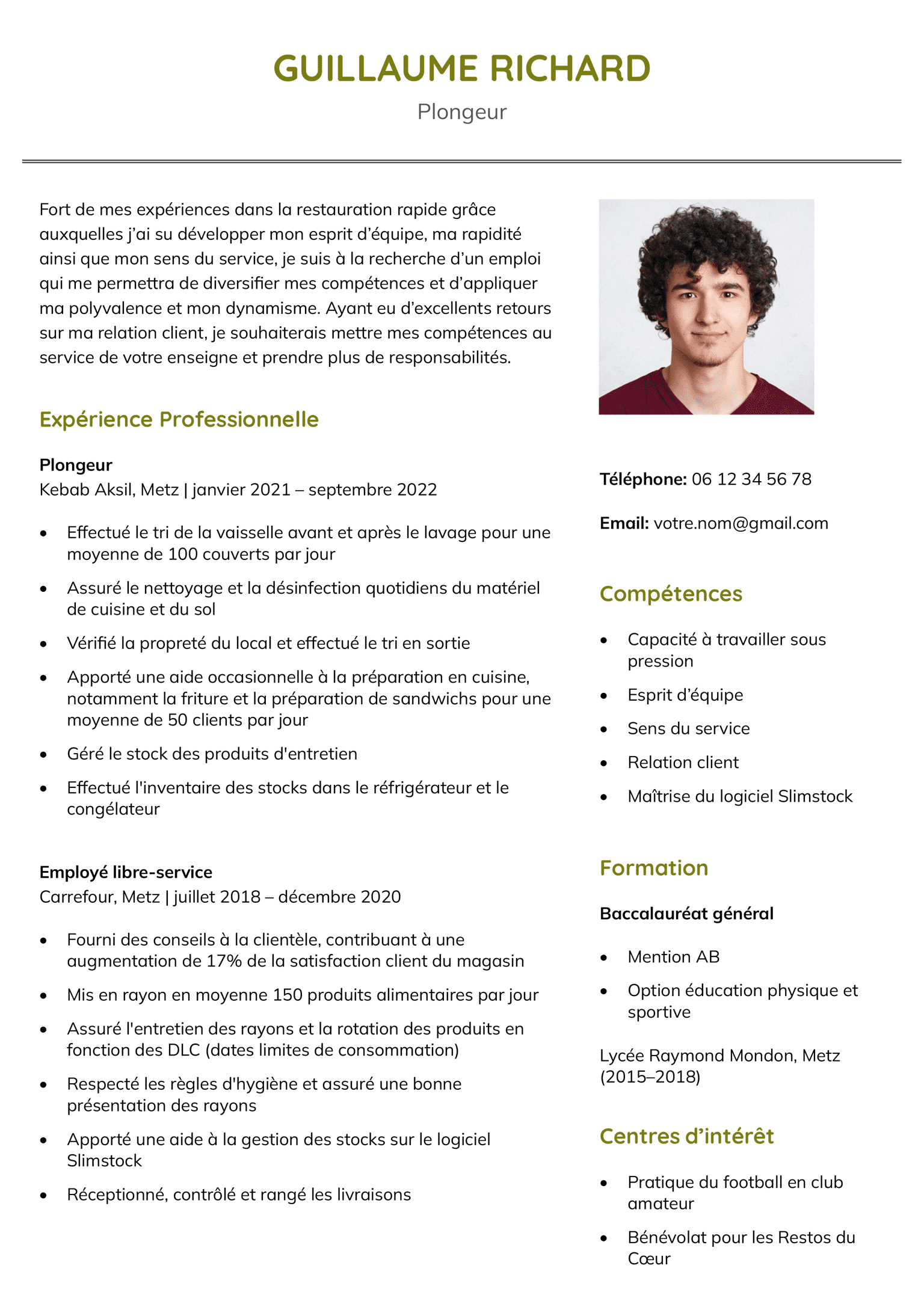 Un modèle de CV ATS simple.