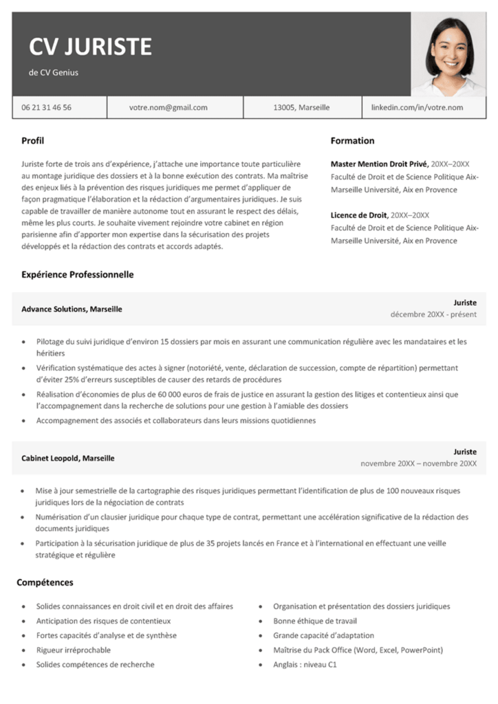 presentation cv juriste