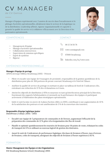 un exemple d'un CV Manager