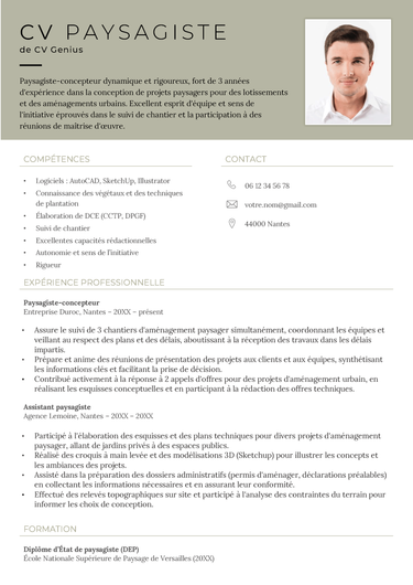 un exemple d'un CV paysagiste