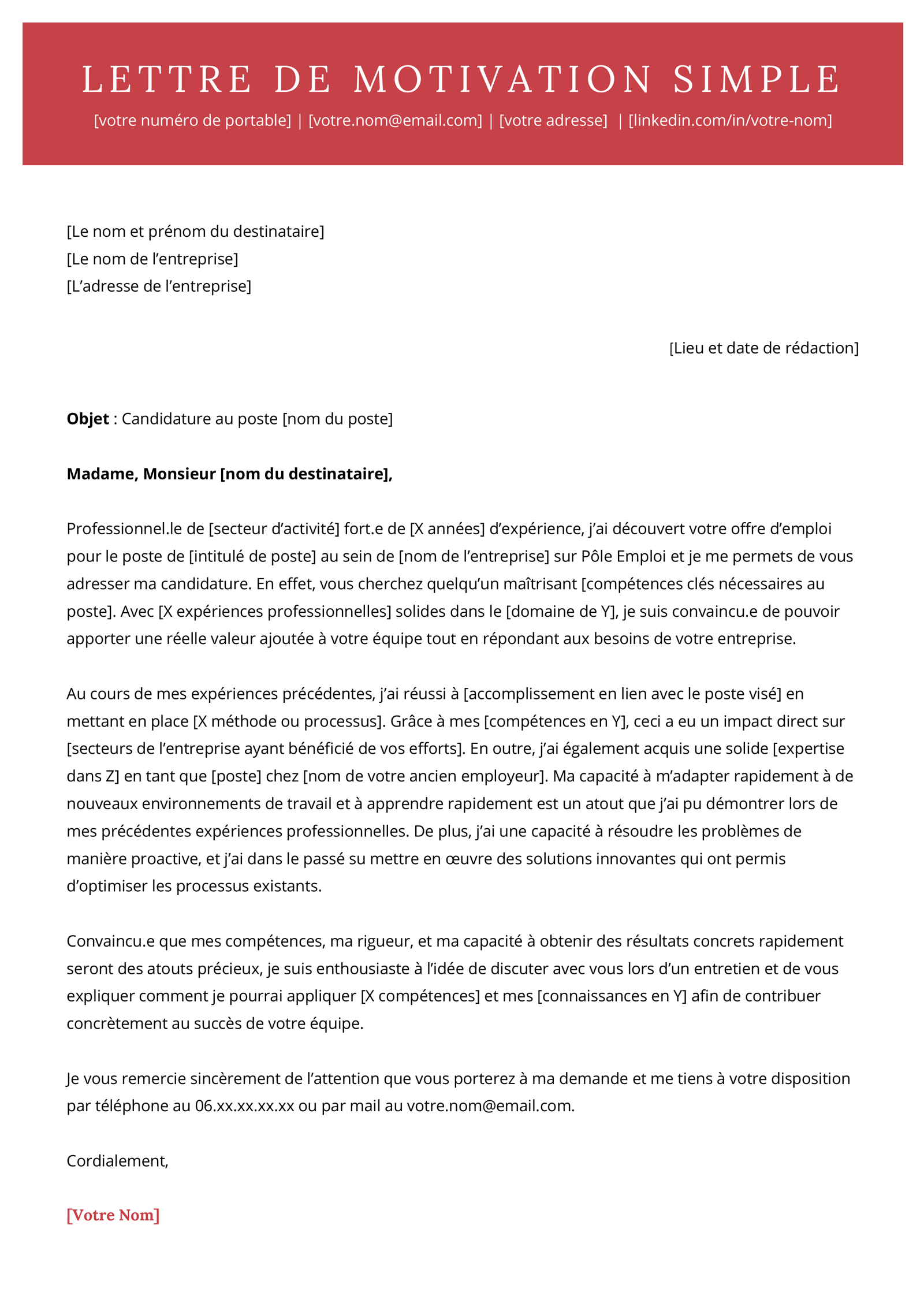 Comment faire une lettre de motivation (modèle à remplir)