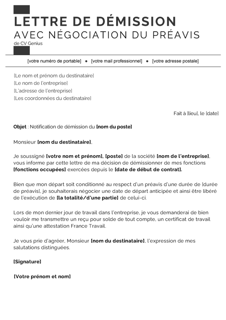 Comment écrire une lettre de démission modèle et conseils