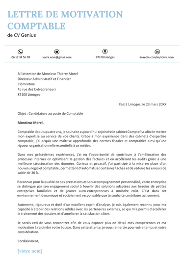 un exemple d'une lettre de motivation comptable forte et convaincante
