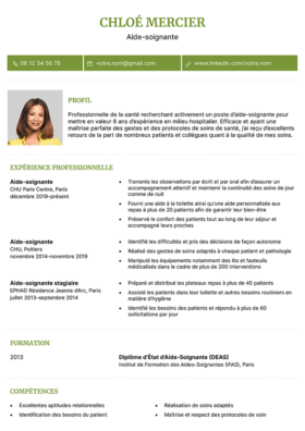 Le modèle CV LibreOffice Monceau en kaki