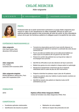 Le modèle CV LibreOffice Monceau en vert