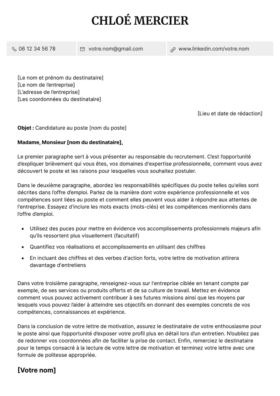 Le modèle lettre de motivation LibreOffice Monceau en graphite