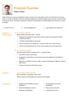 Le modèle CV LibreOffice Montmartre en abricot