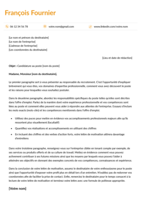 Le modèle lettre de motivation LibreOffice Montmartre en abricot