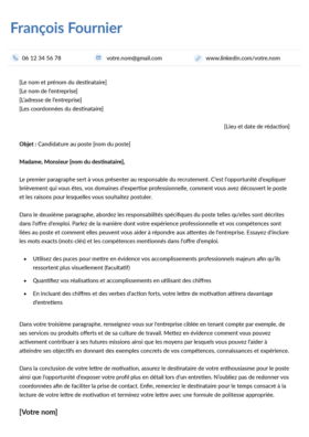 Le modèle lettre de motivation LibreOffice Montmartre en bleu