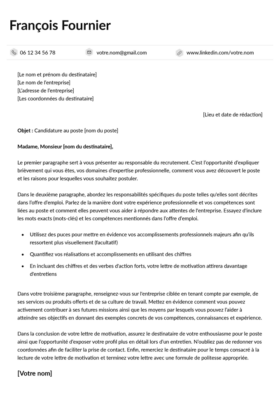 Le modèle lettre de motivation LibreOffice Montmartre en noir