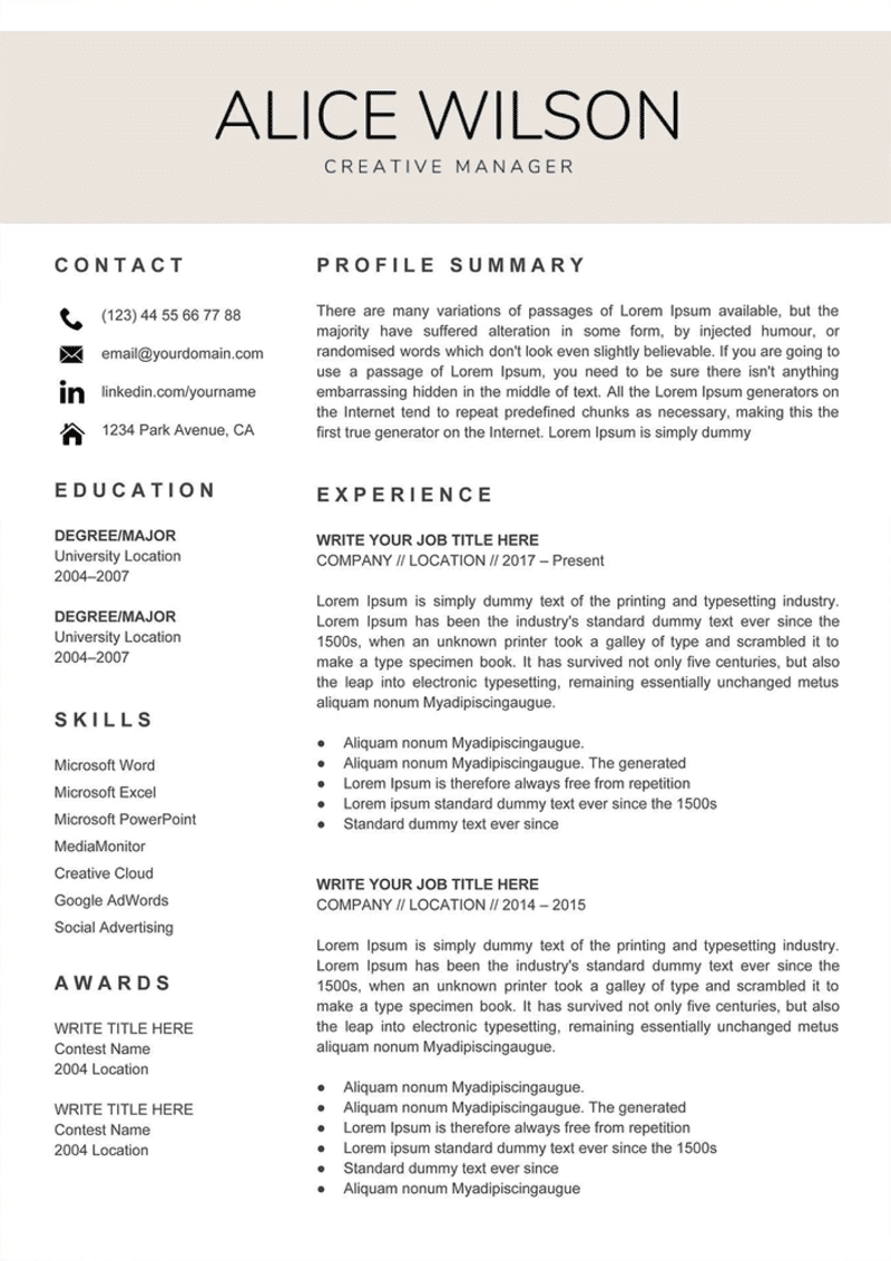 NewLondonStudio's Google Docs CV template