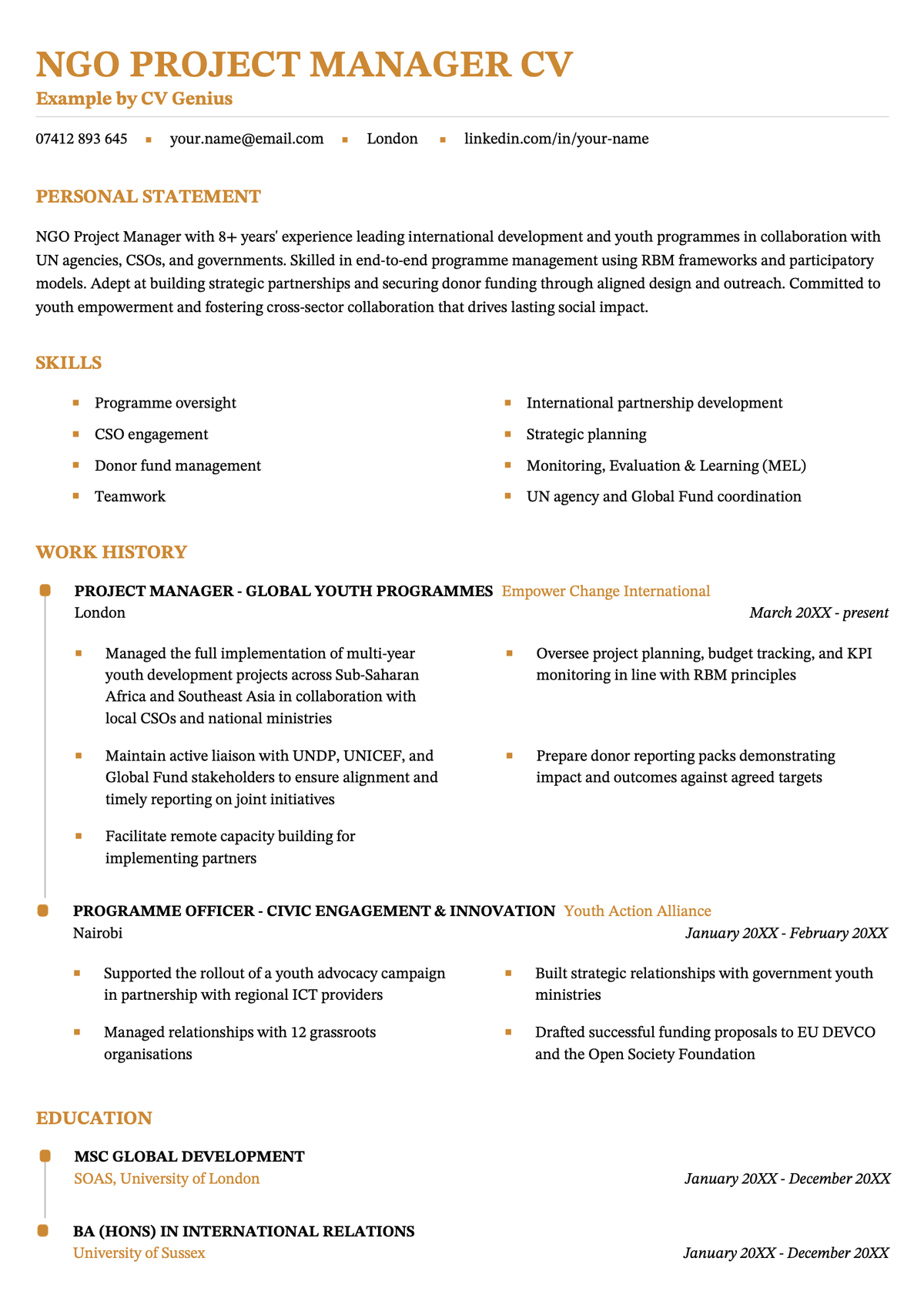 16 Project Manager CV Examples \u0026 Free Template for 2025, image size:1200x1698