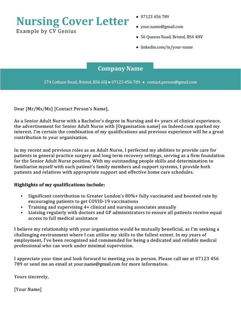 cover letter for nurses aide position