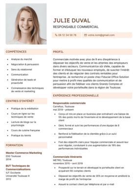 Le modèle CV LibreOffice Odéon en marron