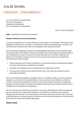 Le modèle lettre de motivation LibreOffice Odéon en marron