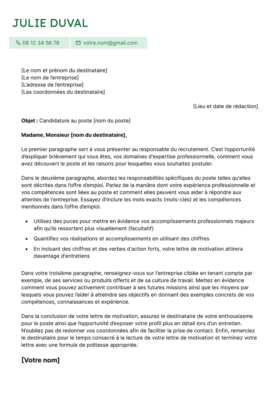 Le modèle lettre de motivation LibreOffice Odéon en menthe