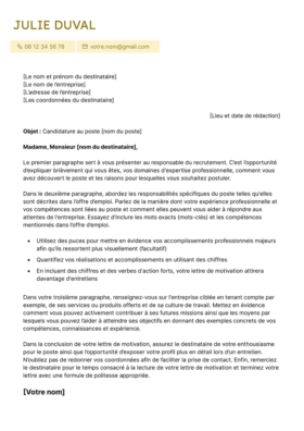 Le modèle lettre de motivation LibreOffice Odéon en moutarde