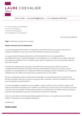 Modèle Lettre de Motivation Orsay Fuschia