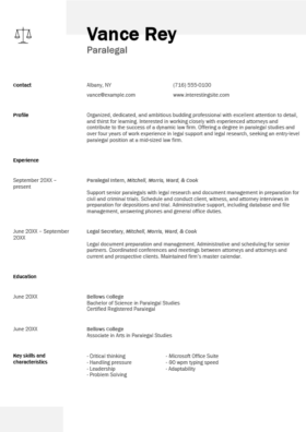 An MS Word CV template with subtle grey boxes at the top and bottom and a simple scale icon in the top-left corner.