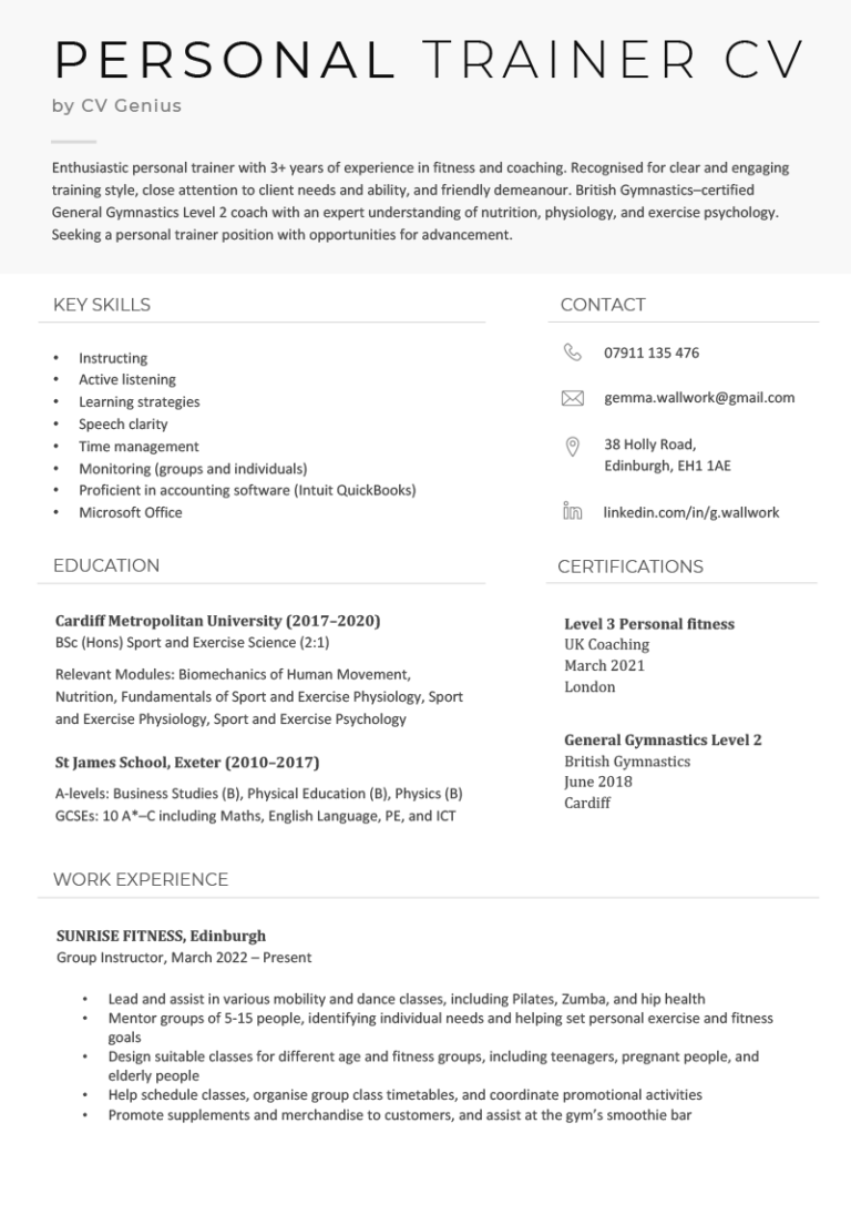 personal-trainer-cv-example-free-uk-template