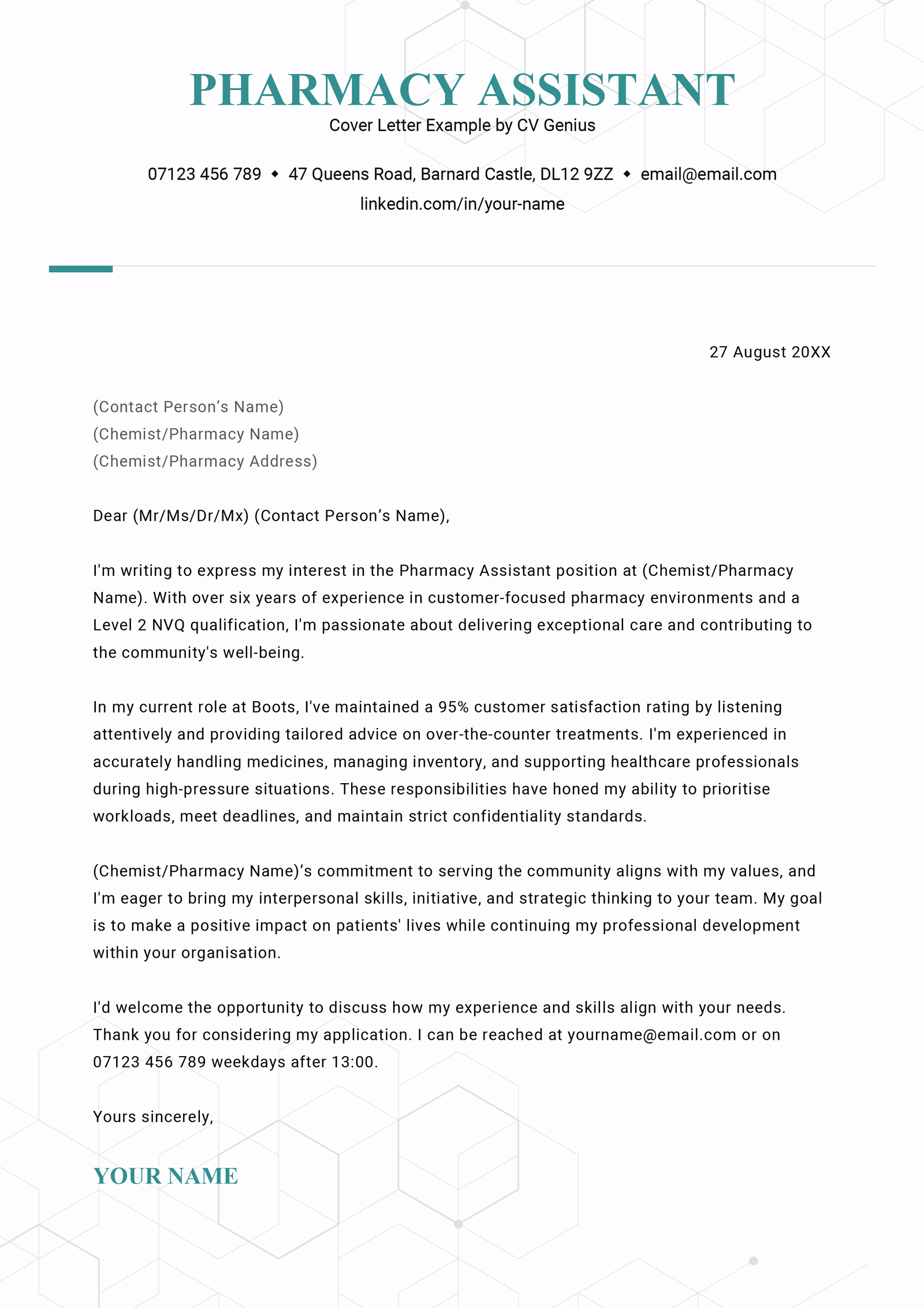 Pharmacy Assistant Cover Letter Example &amp; Writing Tips for 2025