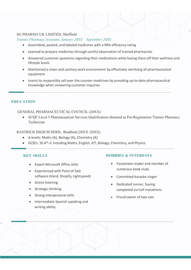 Pharmacy Assistant CV: Example, Template, & Writing Guide