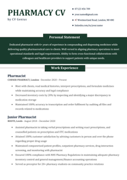 Pharmacy CV Example How To Write